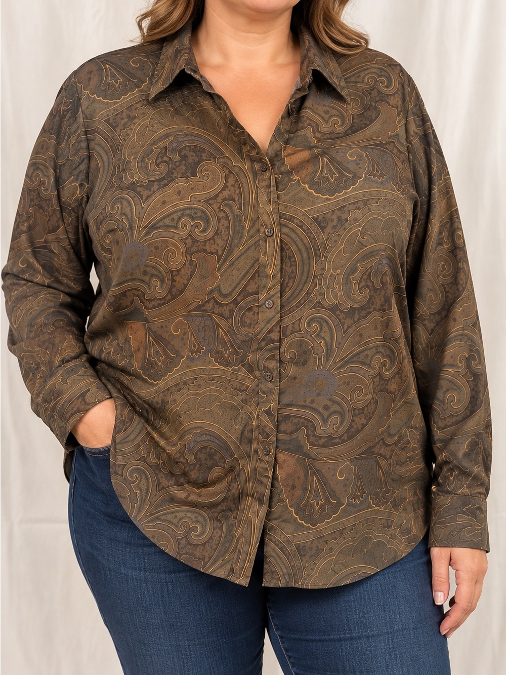 Lauren Ralph Lauren Classic Women’s Button Up Long sleeve Paisley Shirt 3X